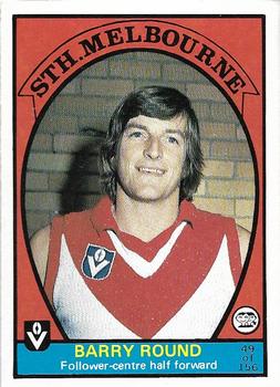 1978 Scanlens VFL #49 Barry Round Front